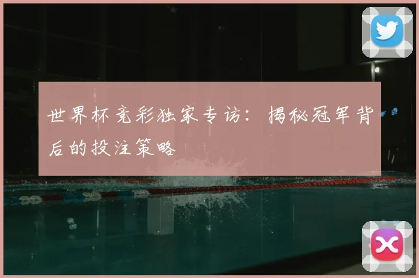 世界杯竞彩独家专访:揭秘冠军背后的投注策略